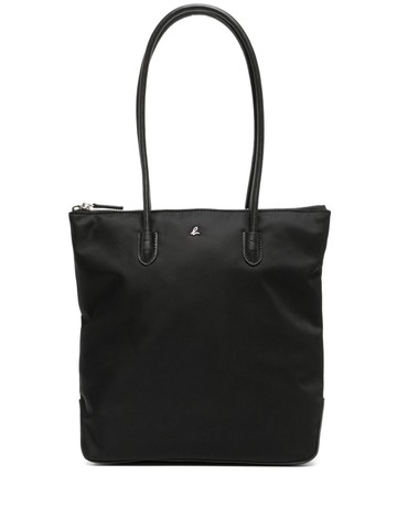 agnès b. - logo-plaque tote bag - women - Nylon/Calf Leather (top grain) - One Size - Black