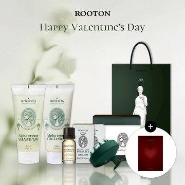 快速出貨【ROOTON】一生一世！甦活植萃洗髮精200ml+甦活植萃護髮素200ml+喚活極萃雙效修護髮油8ml+淨粹植潤沐浴膠5ml+淨粹植潤身體乳5ml+頭皮按摩梳+情人節小卡+女神提袋