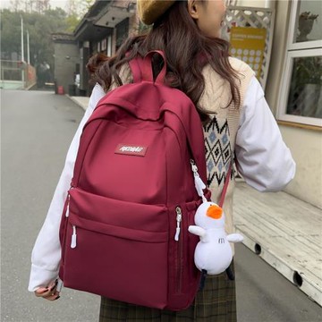 書包女韓版簡約純色大容量初中生背包潮百搭新款高中大學生雙肩包