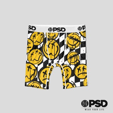 【PSD Underwear 官方旗艦店】RECREATION- 男童平口四角褲-棋盤笑臉-黃色