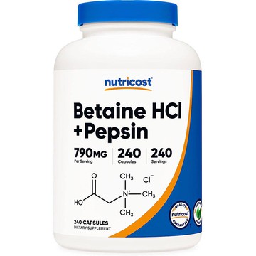 美國代購！原裝正品Nutricost HCl+Pepsin鹽酸甜菜堿 240