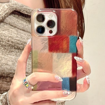 小衆ins復古彩色拼接色塊 iphone17promax手機殼16 15 14 13 保護套 蘋果保護殼