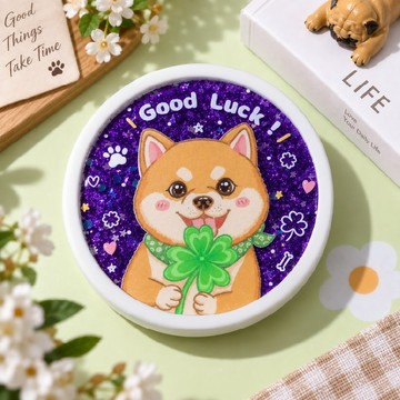 【柴犬杯墊】療癒狗狗壓克力流沙杯墊 | 可愛插畫杯墊