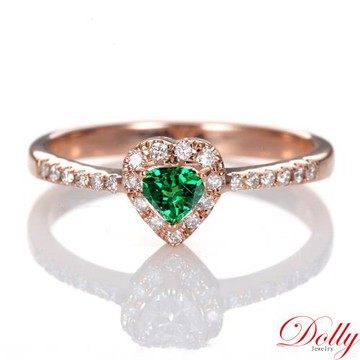 Dolly 無燒 艷彩沙佛萊石玫瑰金色晶鑽戒指-007