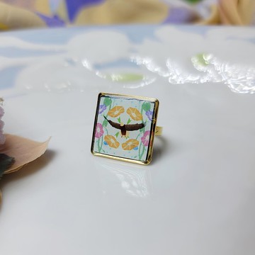 小暑 節氣花磚 手作 戒指 徽章 別針