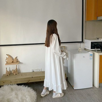 Xuan♥新款ins睡裙睡衣女春秋季冬2020宮廷日系甜美長款白色長袖家居服