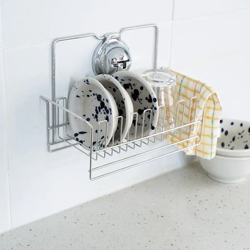 【FECA】全面9折★E43 不鏽鋼格柵式吸盤置物架