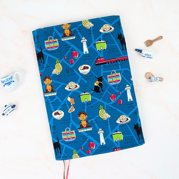 Chuyu A4/13K台灣花布可調式書衣/多功能可調式書衣/書皮/書套-03