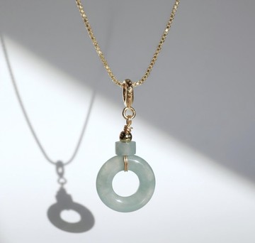 【願‧平安】冰種翡翠平安扣吊飾 14K包金 | 天然A貨翡翠 | 送禮