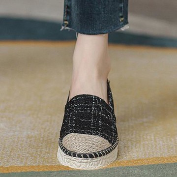 2025新款漁夫鞋女夏厚底淺口小香風單鞋秋季網紅中跟一腳蹬樂福鞋