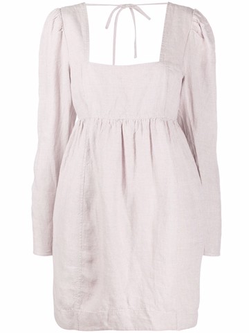 GANNI - babydoll hemp mini dress - women - Hemp - 40 - Pink