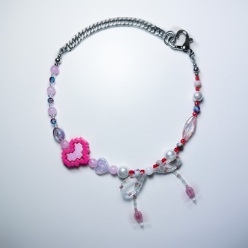 幻彩像素心蝴蝶結項鏈 Ribbon & Pixelated Heart Necklace