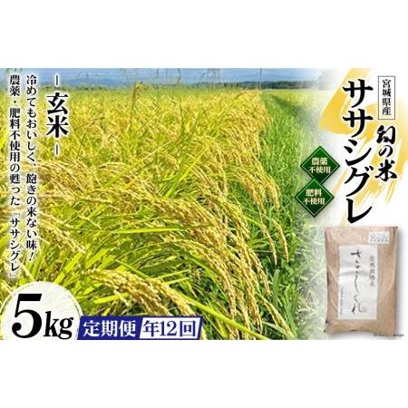 ふるさと納税 12回 定期便 希少品種米 ササシグレ 玄米 5kg×12回 総計60kg   長沼 太一   宮城県 加美町 宮城県加美町