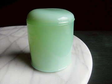 【老時光 OLD-TIME】早期二手日本資生堂化妝品翠玉玻璃收納盒