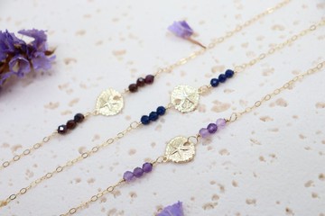 (14K 注金) 海星手鍊鑲嵌微小誕生石 海洋的幸福墜飾