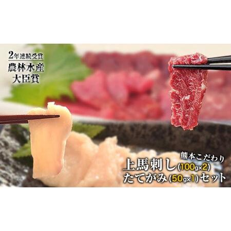 ふるさと納税 馬刺し 上赤身 ブロック 国産 熊本肥育 冷凍 生食用 たれ付き(100g×2)＋たてがみセット(50g×1) 肉 期間限定 絶品 牛肉よ.. 熊本県山江村