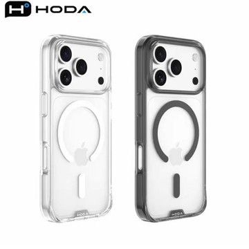hoda好貼17ProMax手機殼iPhone17Air晶石磁吸蘋果17殼MagSafe臺灣軍規17Pro玻璃透明磁吸防摔保護套