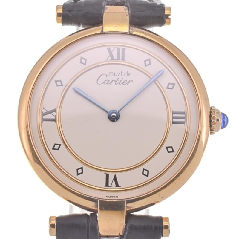 カルティエ CARTIER 590003 マストヴァンドームヴェルメイユ シルバー925(GP)/レザー クォーツ メンズ 良品 G#128361 |  LINEショッピング