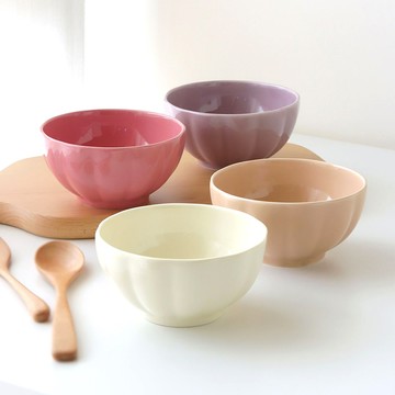 Just Home馬卡龍質感陶瓷4.7吋飯碗4入組 - 米黃4個