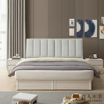 【直人木業】DA極簡風白榆木收納大四抽床組-雙人加大6尺