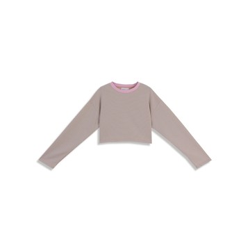 撞色橫條紋設計短版上衣 兩色售