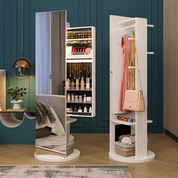 C&B 思薇恩附側拉櫃首飾衣帽架可旋轉化妝收納穿衣鏡櫃