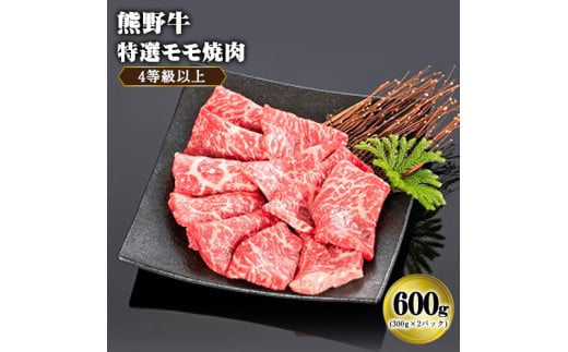 「熊野牛」特選モモ焼肉600g 4等級以上 株式会社松源《90日以内に順次出荷(土日祝除く)》和歌山県 紀の川市