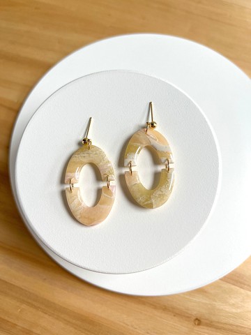 • 手工軟陶耳環 • 漩渦雙拱形 (可改耳夾)