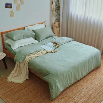 BUHO 布歐 300織100%TENCEL純天絲床包枕套3件組 台灣製  莫蘭迪綠  King Size(210 x 180cm)