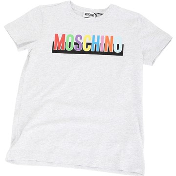 MOSCHINO 童裝 彩色字母印花灰色短袖棉質TEE T恤