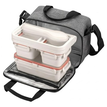 tescoma Freshbox肩背保冷袋 + 保鮮餐具組  岩灰  1套  24.5 x 12.8 x 18cm