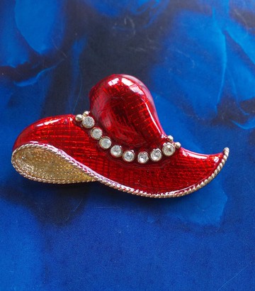 Vintage Jewelry 西洋古董飾品 紅色淑女帽子 別針