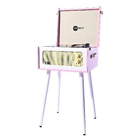 Arkrocket 3-Speed Bluetooth Record Player Retro Turntable with Built-in Speakers and Removable Legs (Pink White) 並行輸入品