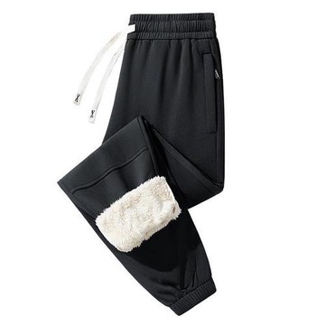 【米蘭精品】休閒褲保暖長褲-百搭羊羔絨保暖束腳男褲子4色74it38