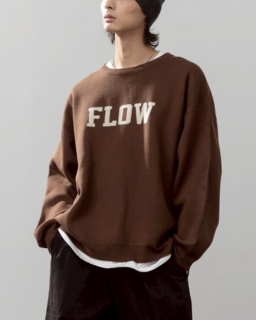男裝 經典FLOW刺繡針織毛衣-咖M/L
