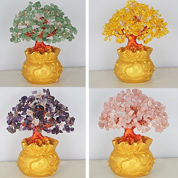 黃水晶發財招財樹搖錢樹擺件家居酒柜電視柜裝飾品創意小禮品