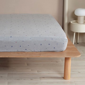 純棉巴黎印花雙人床包-迷霧灰