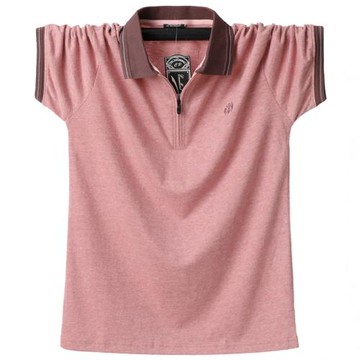 2023夏季新款加肥大碼t恤寬松polo特大號肥佬拉鏈翻領短袖T恤男裝