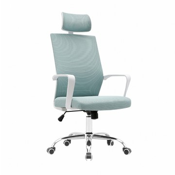 E-home Heath希斯高背扶手半網可調式白框電腦椅-三色可選藍色