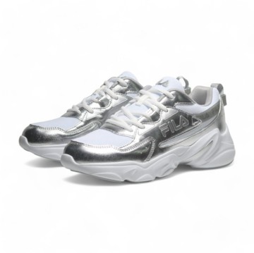 Fila FILA 休閒鞋 白 全銀 復古 老爹鞋 女 5C329Z884