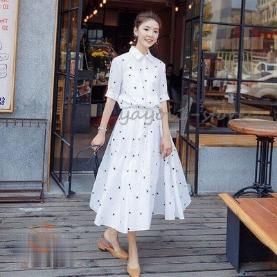 Heart シャツワンピース レディース 結婚式ドレス 春夏 大人可愛い30代 シャツフレアスカート ハート柄 半袖ワンピース マキシワンピース お出かけ 通販 Lineポイント最大get Lineショッピング