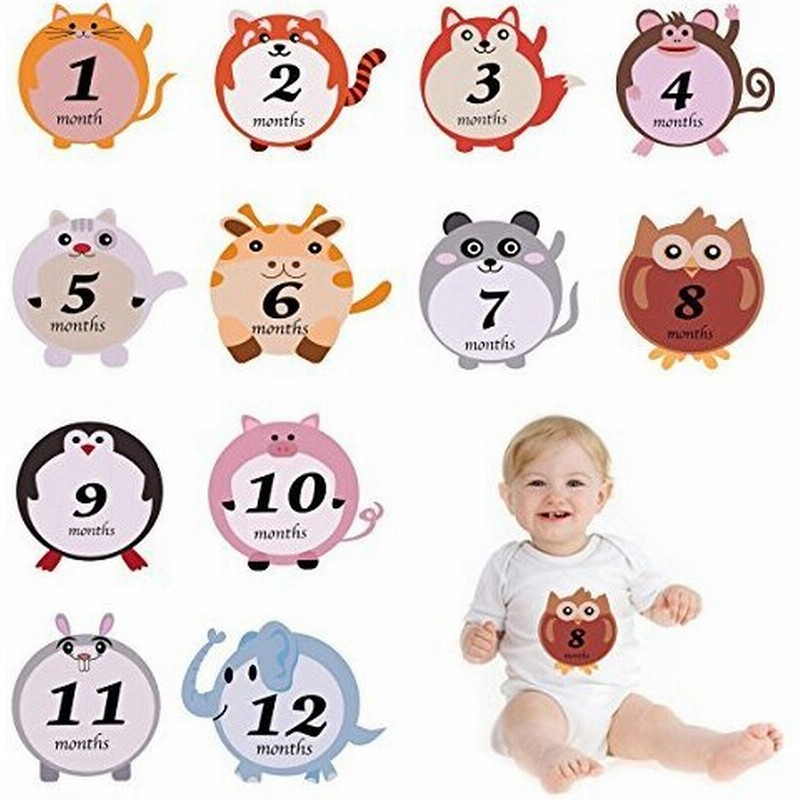 Emien 12パック赤ちゃん月バイ 新生児初年度成長月齢年齢ステッカー 赤ちゃんマイルストーンのステッカー ボディスーツのベリーステッカー 通販 Lineポイント最大0 5 Get Lineショッピング