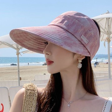 【免運喲】防曬帽子女士夏季戶外防曬防紫外線遮陽帽空頂遮臉騎車不翻太陽帽