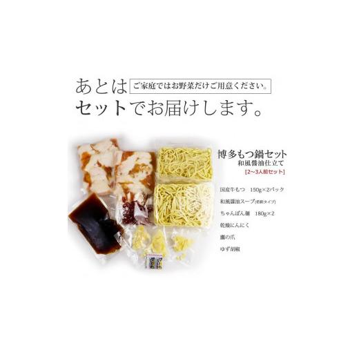 ふるさと納税 福岡県 大川市 博多もつ鍋セット（和風醤油仕立て）2〜3人前