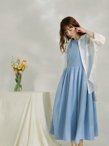 簡約氣球廓形傘襬洋裝