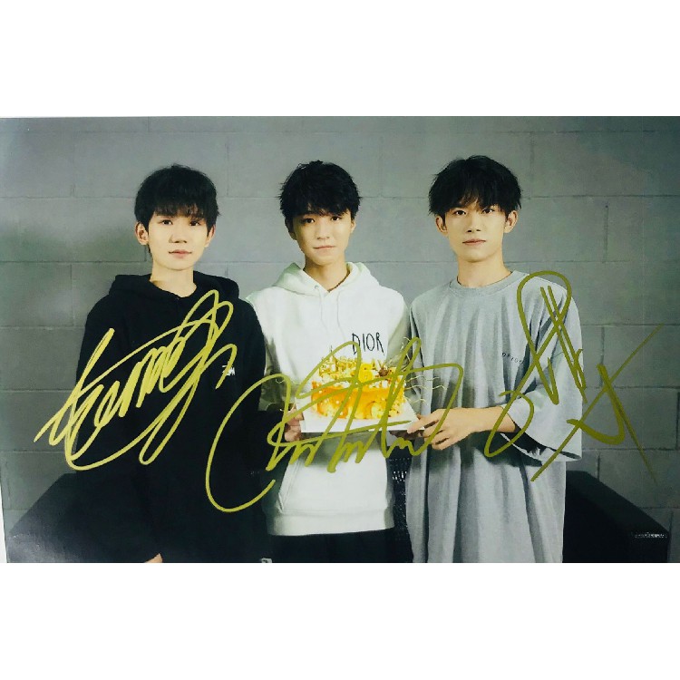 珍藏TFBOYS 易烊千璽王俊凱王源親筆簽名照H款5送1 六周年演唱推薦| (舊