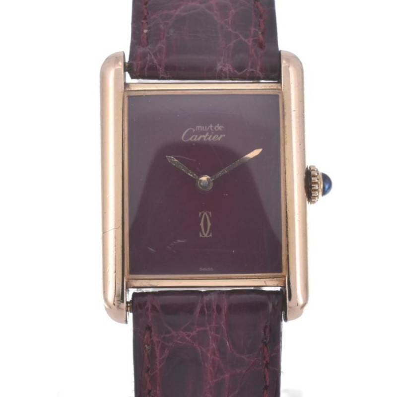 CARTIER】カルティエ マストタンク LM SV925(GP)/レザー 手巻き ユニ