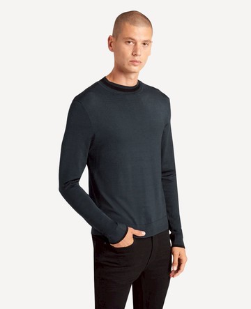 Kenneth Cole | Striped Collar Pullover Knit in Black, Size: 2XL