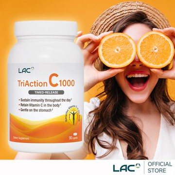 【LAC利維喜】三效C1000食品錠90錠(三效維生素C/穀胱甘肽/葡萄籽/溫和緩釋/素食可)