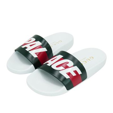 Gucci 古馳 X Palace 品牌logo平底拖鞋#35(723348-白)